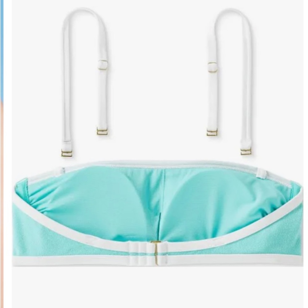 Kona Sol Teal and White Bikini Top - Picture 4 of 4